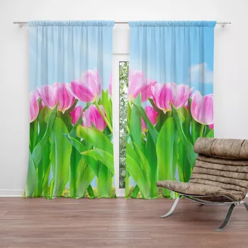 Závěs Sablio Závěs Růžové tulipány: 2ks 140x250cm