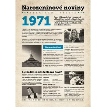 Narozeninové noviny 1971 s vlastní fotografií a textem S textem