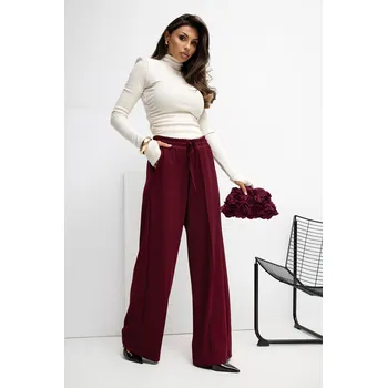 RUE PARIS Široké kalhoty Pallazo bordó Velikost: L/XL
