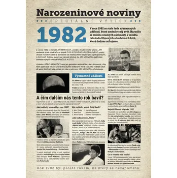 Narozeninové noviny 1982 s vlastní fotografií a textem S fotografií a textem
