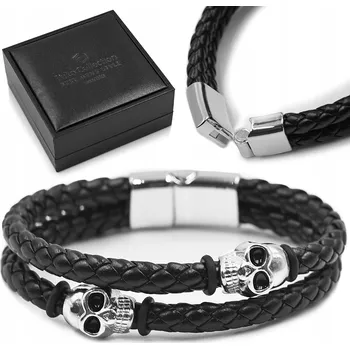 Náramek Pánský Náramek Kožený pletený černý v krabičce jako Dárek Pako Jeans