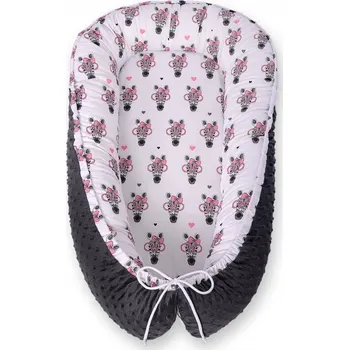 Zavinovačka Dětská kokonová oboustranná ohrádka zavinovačka Premium BOBONO minky - zebry růžové