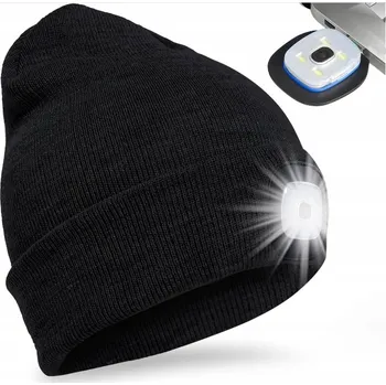 Čepice Čepice zimní beanie unisex se světlem, LED čepice nabíjená přes USB