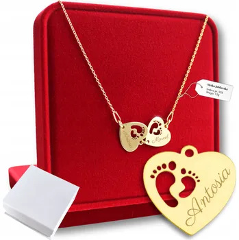 Náhrdelník Zlatý Řetízek se dvěma srdíčky, 925 stopy, GRAVÍROVÁNÍ Dárek pro maminku