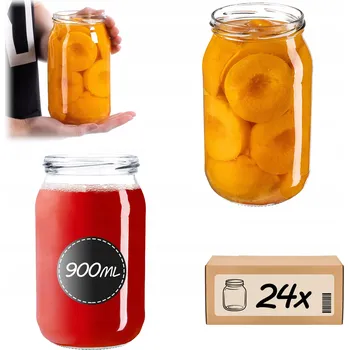 Sklenice 24x ZAVAŘOVACÍ SKLENICE 900ml SKLENICE NA ZAVAŘENINY MED DŽEM ZAVAŘENINY