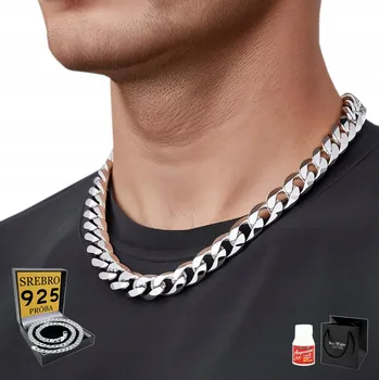 Řetízek Srebrny Řetízek Męski STŘÍBRO ryzosti 925 Pancr 9 mm DIAMANTOVÝ řetěz