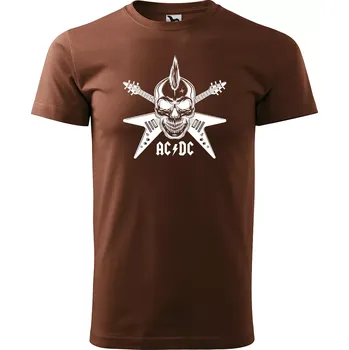 Pánské tričko Sablio Tričko s potiskem ACDC Lebka - hnědé S