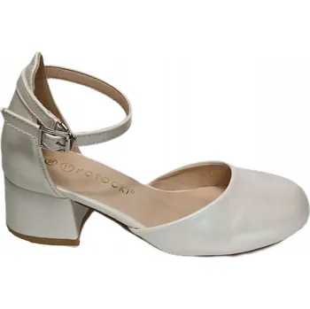 Dámské sandále Plné sandálky na podpatku POTOCKI 42303 bílé, velikost 32