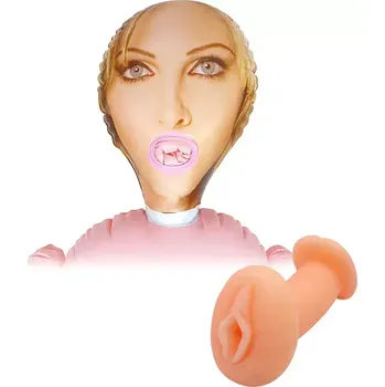 Vibrační a sténající nafukovací panna s umělou vagínou a análem