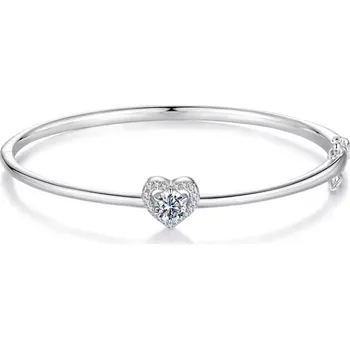 Náramek For Silver Pevný náramek se srdcem z Moissanitu 0,5ct - Stříbro 925 Délka: 19cm