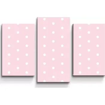 Obraz Sablio Obraz - 3-dílný Bílé puntíky na růžové - 75x50 cm