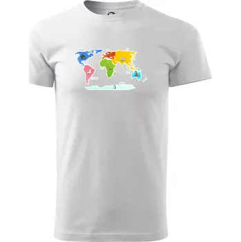 Pánské tričko Světové kontinenty s názvy a zvířátky - Triko extra velké (5-8XL) - 7XL ( Bílá )