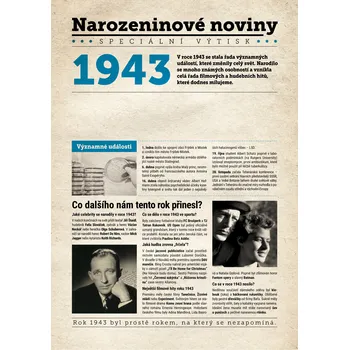 Narozeninové noviny 1943 s vlastní fotografií a textem S textem