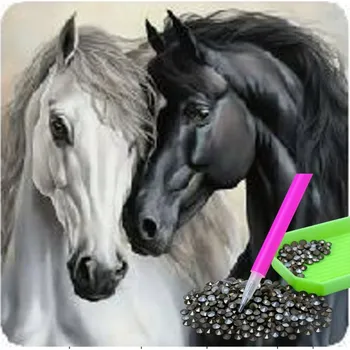 Obraz 5D DIAMANTOVÁ MOZAIKA 40x30 cm - Dva koně