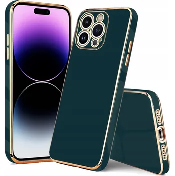 Pouzdro na mobilní telefon Zadní Kryt pro Apple iPhone 14 PRO MAX, ZLATÝ RÁMEČEK, zelený