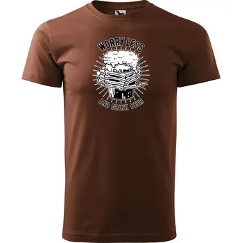 Pánské tričko Sablio Tričko s potiskem Worry less and drink beer - hnědé S