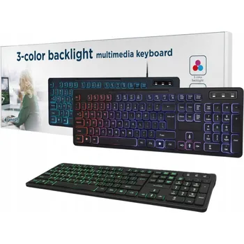 Klávesnice GEMBIRD Multimediální klávesnice s tříbarevným podsvícením černá US