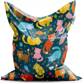 Sedací pytel Sablio Sedací vak Classic Kočky s rybkami - 200x140 cm