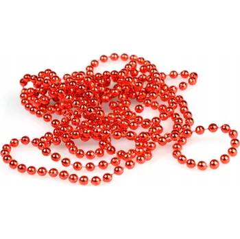 Vánoční dekorace Řetěz červený s perličkami 270 cm - Dekorace na vánoční stromeček