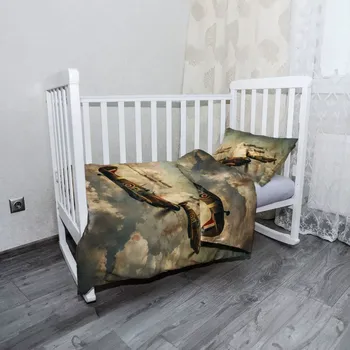 Povlečení Sablio Mikroplyšové dětské povlečení do postýlky Stíhačky Spitfire v letecké bitvě - 120x90 / 40x60