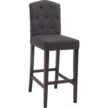 Barová židle Dřevěná barová židle Louise látkový potah, antik, tmavě šedá