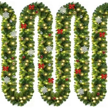 Vánoční dekorace Casaria Andrea vánoční girlanda s osvětlením 10 m zelená