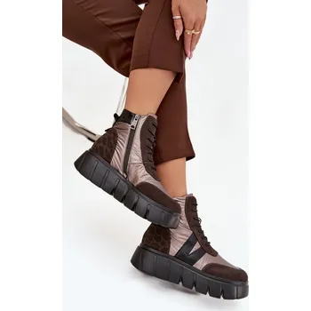 Dámská zimní obuv Zateplené dámské boty na platformě Vinceza – hnědé Velikost: 38