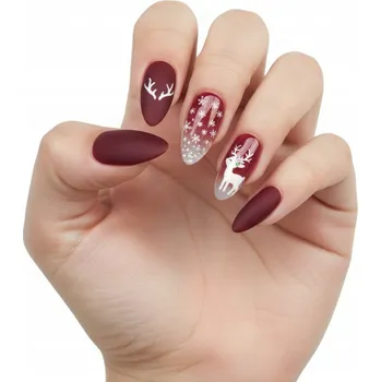 Umělé nehty UMĚLÉ NEHTY TIPSY 24 ks VÁNOČNÍ - CM25