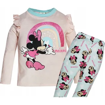 Dívčí pyžamo Minnie Mouse Dětské pyžamo z bio BAVLNA, růžové s motivem duhy, velikost 4 roky (104)