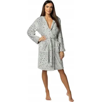 Dámský župan MONA Dámský župan s hvězdami a s kapucí STAR světle šedý S/M