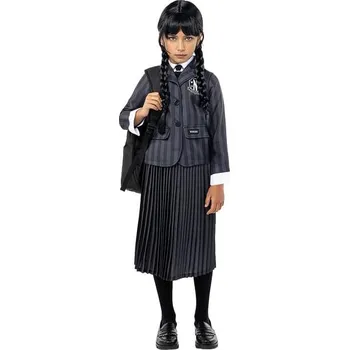 Karnevalový kostým Funiglobal - Kostým Wednesday Addams uniforma s parukou pro dívky - Oficiální - 7-9 years