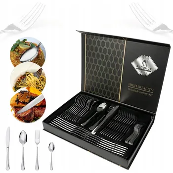 Příbor ZLATÁ SADA PŘÍBORŮ 48 DÍLŮ PRO 12 OSOB NEREZOVÁ OCEL ELEGANTNÍ