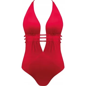 Dámské plavky S Self 22 1007 6 červené vázané monokini jednodílné plavky