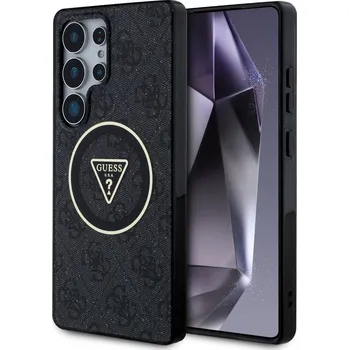 Náhradní kryt pro mobilní telefon Guess IML 4G Glitter and Triangle Logo MagSafe zadní kryt pro Samsung Galaxy S25 Ultra Black