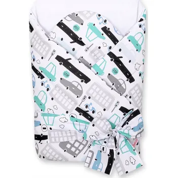 Zavinovačka Zavinovačka pro miminka vyztužená s vázáním - autíčka šedo-tyrkysová