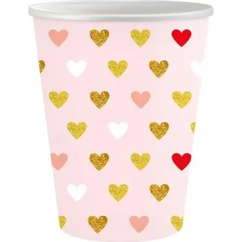 Party nádobí Na Jedno Použití papírové kelímky s pastelovými srdíčky