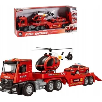 autíčko TRUCK AUTO AUTOPŘEPRAVNÍK HASIČŮ VČETNĚ VRTULNÍKU A AUTA
