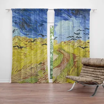 Závěs Sablio Závěs Pšeničné pole s vránami - Vincent van Gogh: 2ks 140x250cm