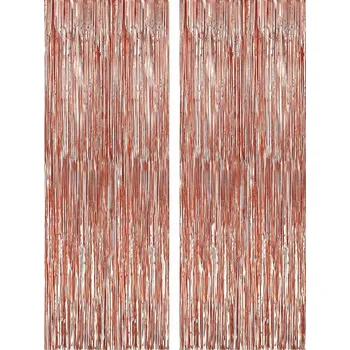 Záclona DEKORATIVNÍ ZÁVĚS FÓLIOVÁ ZÁCLONA ROSE GOLD MATNÁ K NAROZENINÁM