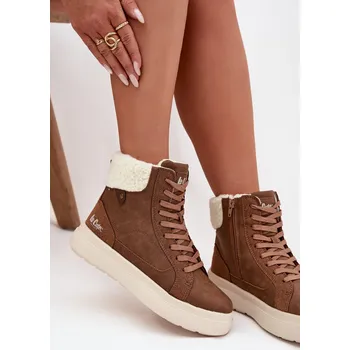 Dívčí sněhule Dámské zimní boty s kožíškem Lee Cooper – hnědé Velikost: 38
