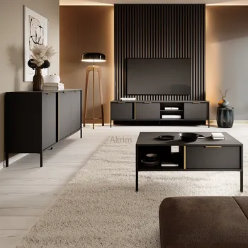 Obývací stěna Obývací stěna LARS E | 3 díly | 356 cm + 96,9x60 cm | antracit