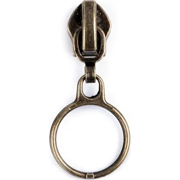 Zip Jezdec ke spirálovým zipům No 5 s kroužkem, střední, 4 staromosaz