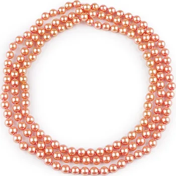 Náramek Perlový náhrdelník dlouhý, retro, střední, 11 lososová