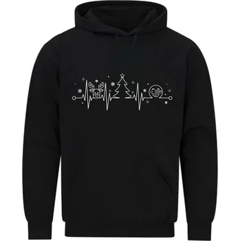 Pánská mikina Pánská mikina Vánoční Kardiogram Sob a Sněhulák (Velikost: 5XL, Barva: Černá)