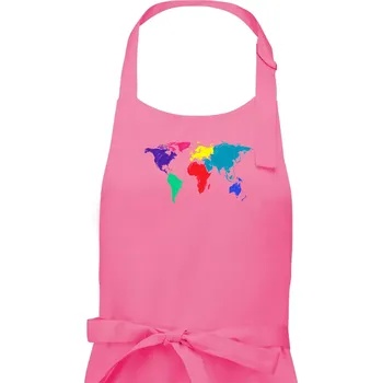 Kuchyňská zástěra Světové kontinenty bez názvů - barevné - Pánská zástěra na vaření - Univerzální velikost ( Růžová )