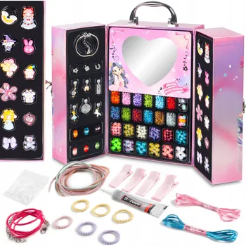 Dětské navlékací korálky SADA NA VÝROBU BIŽUTERIE KORÁLKY V KUFRÍKU COIL