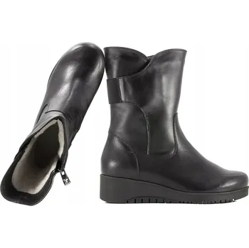 Dámské kozačky GALANT 761 Dámské zimní kozačky KOTNÍKOVÉ BOTY zateplené kůží na klínku 37 Černé
