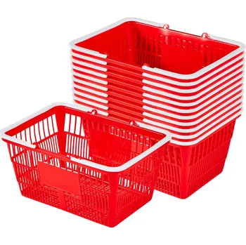 Nákupní košík Vevor Nákupní košíky 12 ks 21L, skládatelné plast, nosnost 9.07kg, červené