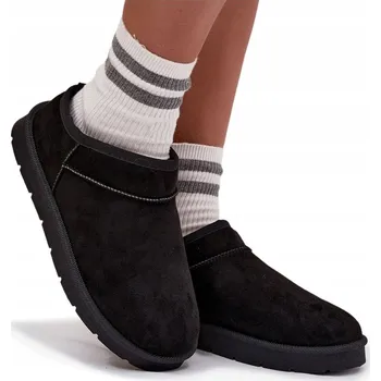 Dámská zimní obuv Dámské sněhule z eko semiše, zateplené kožíškem, černé, velikost 38