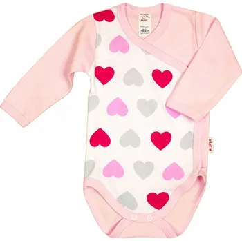 Dětská móda Zavinovací body s dlouhým rukávem SRDCE VELKÉ vel. 74 KLEKLE